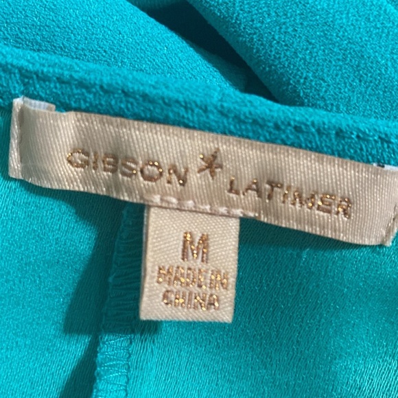 Gibson Latimer Teal Cold Shoulder Dress shift women M event casual vacation Y2K - Picture 9 of 11